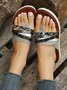 Snakeskin Colorblock Rivet Decor Multi Strap Casual Flip Flops