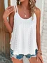 Women Casual Plain Summer Sleveness Eyelet Embroidery Tank Top Cami Top