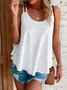 Women Casual Plain Summer Sleveness Eyelet Embroidery Tank Top Cami Top