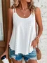 Women Casual Plain Summer Sleveness Eyelet Embroidery Tank Top Cami Top