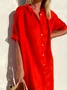 Women Elegant Casual Loose Half Sleeve Button Down Front Half Sleeve Cotton Linen Dress Long Cover Ups Shirt Dress