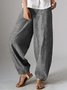 Natural Casual Plain Linen Pants