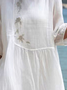 Women Floral Casual Crew Neck Plain Three Quarter Sleeve Vacation Dress