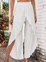 Women Solid Basic Casual Daily Yoga Ruffle Layered Culottes Wide Leg Pants Trousers 