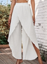 Women Solid Basic Casual Daily Yoga Ruffle Layered Culottes Wide Leg Pants Trousers 