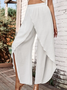 Women Solid Basic Casual Daily Yoga Ruffle Layered Culottes Wide Leg Pants Trousers 