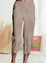 Summer Casual Loose Elastic Waist Plain Capris Linen Pants