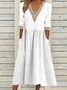 Plain Lace Cotton And Linen Linen Dress