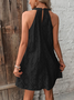 Eyelet Embroidery Keyhole Back Halter Neck Summer Vacation Dress