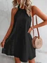 Eyelet Embroidery Keyhole Back Halter Neck Summer Vacation Dress