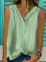 Women Summer Loose Solid V Neck Basic Sleeveless Tank Top