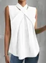 Women Casual Cross Neck Halter Neck Loose Sleeveless Flowy Cotton Linen Tank Top