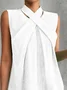 Women Casual Cross Neck Halter Neck Loose Sleeveless Flowy Cotton Linen Tank Top