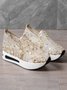 Fashion Sequin Breathable Mesh Slip On Platform Sneakers