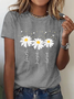 Women Casual Daily Floral Crew Neck Loose Short Sleeve Summer T-shirt