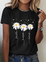 Women Casual Daily Floral Crew Neck Loose Short Sleeve Summer T-shirt