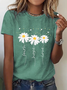 Women Casual Daily Floral Crew Neck Loose Short Sleeve Summer T-shirt