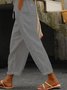 Women Casual Plain Striped Pockets Drawstring Waist Pants