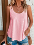 Women Casual Plain Summer Sleveness Eyelet Embroidery Tank Top Cami Top