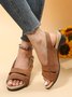 Solid Color Vintage Casual Chunky Heel Sandals