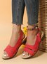 Solid Color Vintage Casual Chunky Heel Sandals