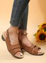 Solid Color Vintage Casual Chunky Heel Sandals