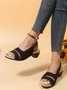 Solid Color Vintage Casual Chunky Heel Sandals