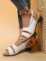 Solid Color Vintage Casual Chunky Heel Sandals