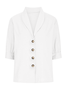 Women Plain Elegant Button Down Collar Loose Short Sleeve Cotton Linen Blouse