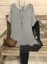 Summer Loose Solid Casual Short Sleeve Cotton and Linen Tunic Top