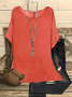 Summer Loose Solid Casual Short Sleeve Cotton and Linen Tunic Top