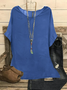 Summer Loose Solid Casual Short Sleeve Cotton and Linen Tunic Top