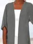 Women Casual Plain Loose Open Front Half Sleeve Cardigan Blouse