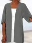 Women Casual Plain Loose Open Front Half Sleeve Cardigan Blouse