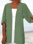 Women Casual Plain Loose Open Front Half Sleeve Cardigan Blouse