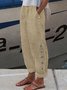 Women's Linen Pants Trousers Baggy Button Daisy Print Pant Full Length Cotton And Linen Side Pockets Baggy