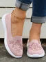 Floral Embroidery Breathable Flyknit Slip On Sneakers