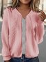 Women's Zip Up Sweatshirt Textured Solid Color Basic Zip Up Black White Pink Street Casual V Neck Long Sleeve Top Micro-elastic Fall & Winter