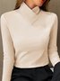 Women's T shirt Tee Plain Black White Blue Long Sleeve Daily Weekend Fashion Turtleneck High Neck Regular Fit Fall & Winter