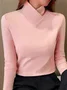 Women's T shirt Tee Plain Black White Blue Long Sleeve Daily Weekend Fashion Turtleneck High Neck Regular Fit Fall & Winter