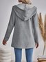 Plain Pocket Stitching Casual Loose Womens' Drawstring Hooded Jacket