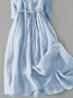 Women's Casual Dress Peter Pan Shirt Collar Plain Loose Linen Style Dress With Belt