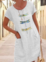 Dragonfly Loose Simple Linen Style Dress With No