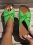 Casual Bowknot Hollow out Comfy Wedge Heel Slide Sandals