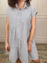Polyester Cotton Plain Shawl Collar Casual Dress With No