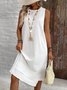 Plain Casual Loose Crew Neck Dress With No
