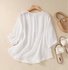 Cotton Plain Casual Crew Neck Blouse