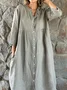 Cotton And Linen Casual Dress With No