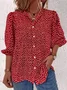 Women Polka Dots Blouse Shirts Casual 