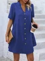 V Neck Buckle Casual Dress With No